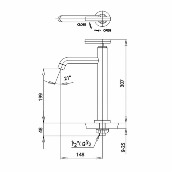 Ct103c20 Bản Vẽ Vòi Lavabo Lạnh Thân Cao 740x740