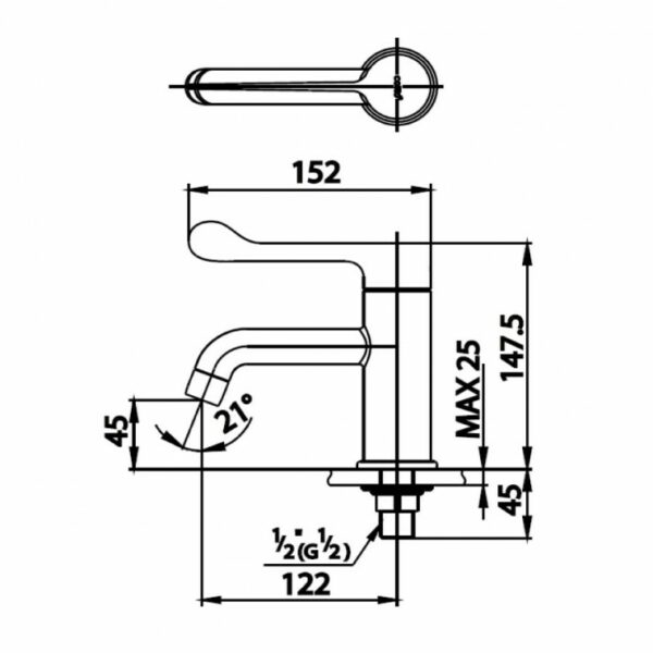 Ct1058(hm) Bản Vẽ Vòi Lavabo Lạnh Cotto 740x740