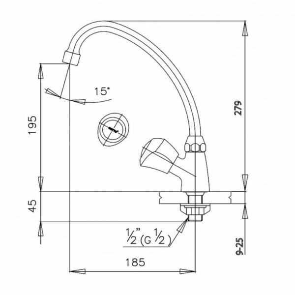 Ct186c11(hm) Bản Vẽ Vòi Bếp Lạnh Cotto 740x740