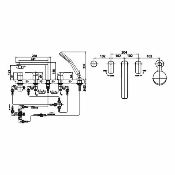 Ct2125z90 Bản Vẽ Vòi Xả Bồn Tắm Cotto 740x740