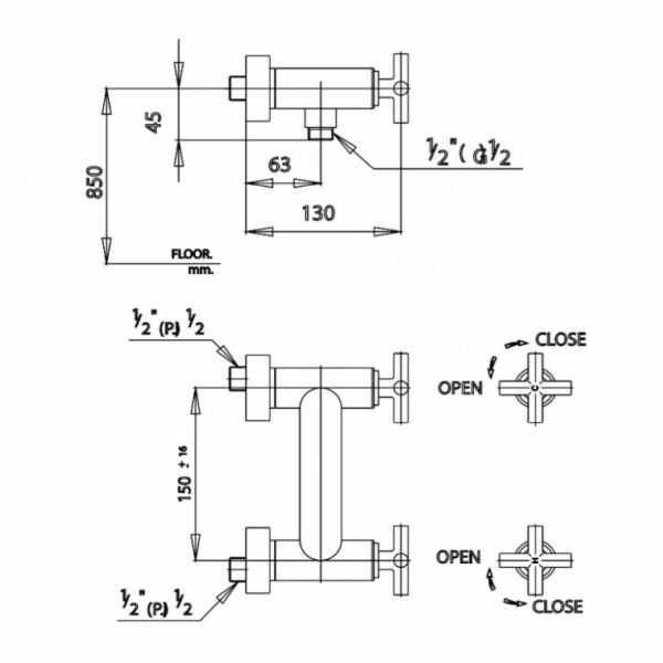 Ct253c16 Bản Vẽ Sen Tắm Nóng Lạnh Cotto 740x740