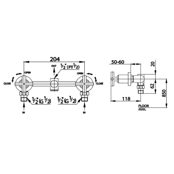 Ct254c16 Bản Vẽ Van điều Chỉnh Âm Tường Nóng Lạnh Cotto