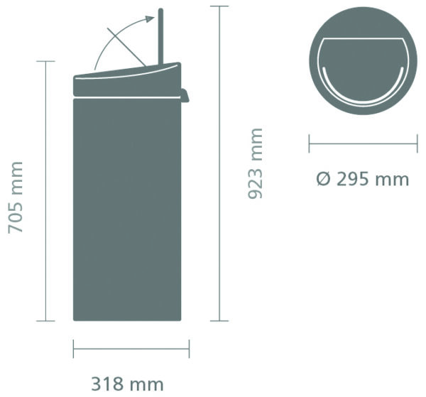 Touch Bin New 30 Liter Dimensions