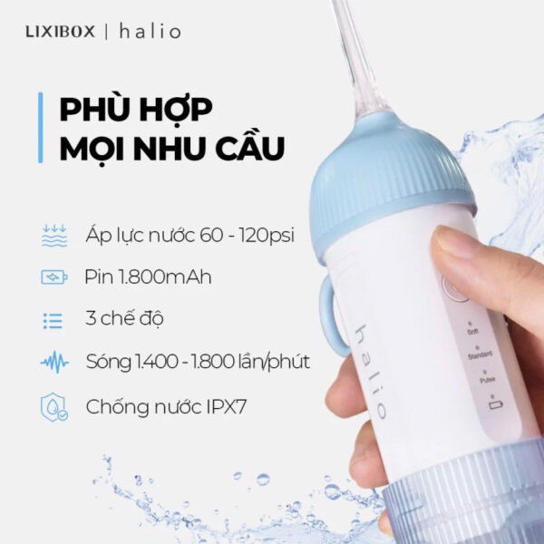 May Tam Nuoc Cam Tay Halio Ultraclean Oral Irrigator Sky Blue